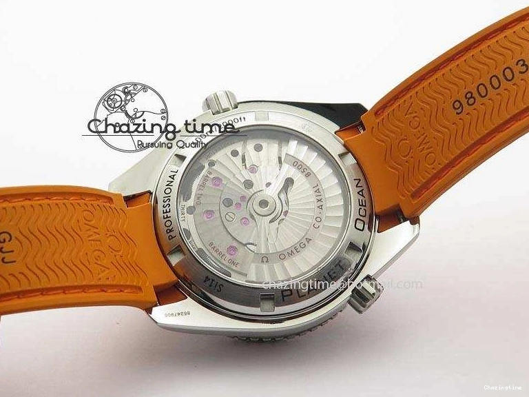0516 Breathable Planet Ocean SS Bp Maker 45mm Orange Bezel On Orange Rubber Strap A 8221